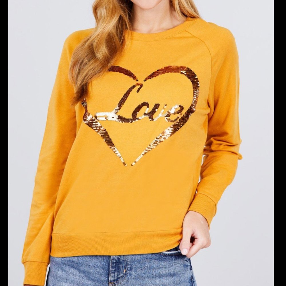 Pink Love Sequins Sweatshirt